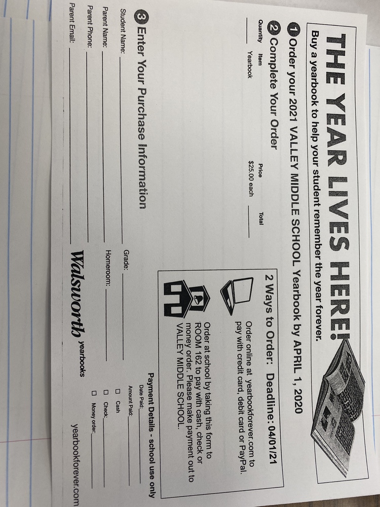 MS Yearbook Order Form